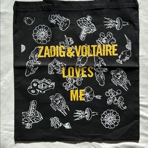 Zadig & Voltaire Graphic Black Cotton Shopper (NWOT)